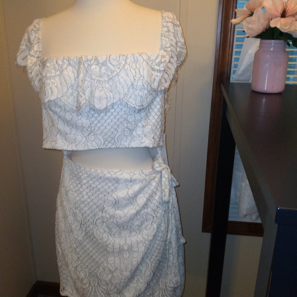 Tobi White Lace Mini Dress